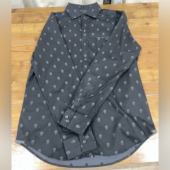 Robert Graham Black Skull Collard Long Sleeve dress Shirt Limited Edition - Picture 5 of 9
